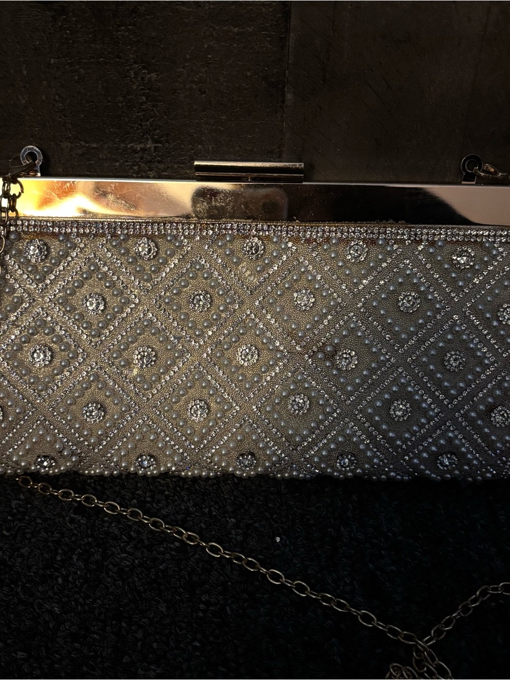 Embellished Gold Evening Clutch - Elegant Sparkle